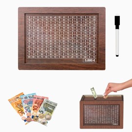 Wooden Money Box, Reusable Money Box, Retro Money Box Storage Box, Money Box with Savings Target, Money Box with Numbers Ticking for Helps Adults and Children Habit to Save