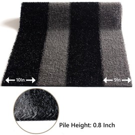 ALTRUISTIC Stripe Artificial Grass Turf 2FTX38FT,0.8 Inch High Density Synthetic Grass (Grey & Black）,Indoor Outdoor Rug Runner for Dog Garden Backyard Patio Balcony Entryway