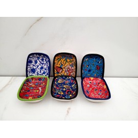 Ayennur Decorative Desing Turkish Ceramic Bowl Set of 6 - Handcrafted Multicolor Small Bowl (Multi 8)