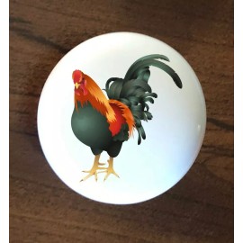 White ROOSTER BARNYARD CHICKEN WHITE CERAMIC KITCHEN CABINET DRESSER KNOB DECOR