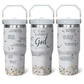 Dcohluk Christian 30 Oz Tumbler Inspiration Christian Gift for Women, Bible Verse Religious Coffee Cup, Religious Gifts For Mom Sister Grandma, Stainless Steel Tumbler With Handle & Straw