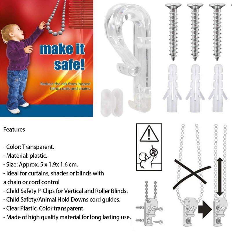 Rybtd 6 PCS Child Safety Clear Roman Blind P Clip