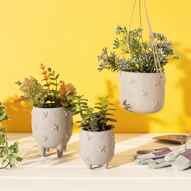 Sass & Belle Hanging Cement Planter with Bees