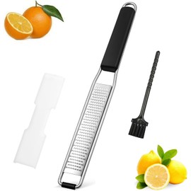 Zester - Rallador de ajos de acero inoxidable con cubierta protectora y mango de silicona para cítricos, queso duro, jengibre, chocolate, nuez moscada