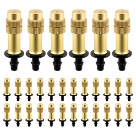 30PCS Adjustable Copper Atomizing Nozzle Drip Irrigation Sprayer Set,4/7mm Micro Sprinklers Adjustable Drippers for Garden Greenhouse and Lawn Cooling Copper Irrigation Equipment Watering System