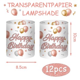 12 Lantern Table Decoration Birthday, Happy Birthday Decoration Rose Gold, Birthday Decoration Girls Women Children Decoration Birthday Girl Table Decoration Birthday Decorations
