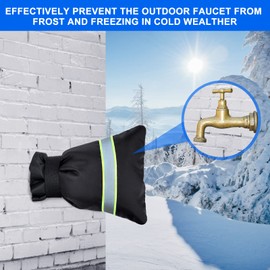 Cubierta de grifo para exteriores, cubierta de grifo para protección contra la congelación en invierno con tiras reflectantes, cubierta de grifo aislante impermeable, envoltura de aislamiento reutilizable para válvula de rociado y cubierta de babero de m