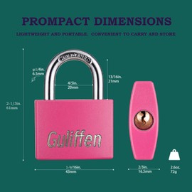 Guliffen 2 Pack Aluminum Locker Lock with Key, Pad Lock with 1-9/16 in. (40 mm) Wide, Key Lock for Gym Locker, Shed, Gate, and Storage Unit