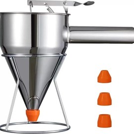 40oz/1200ml Stainless Steel Pancake Batter Dispenser with Stand, 4 Multi-Caliber Nozzles (0.31"/0.47"/0.55"/0.67") for Cupcakes, Waffles, Cakes, Crepes & Icing – Commercial & Home Use