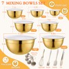 7 Pack Gold Mixing Bowls Set with 5 PCS Kitchen