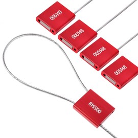 Flintronic 50 x PLOMBEN, Plastic Safety Seals, Plastic Cable Tie Tags with Numbered, Cable Tie Tags Colourful, Logistics Transport Tags for Suitcase, Travel Luggage, Clothing, Shoes (Red)