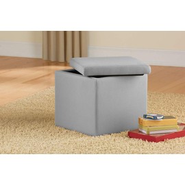 Urban Lifestyle Microsuede Storage Ottoman, 15"x15"x15", Grey
