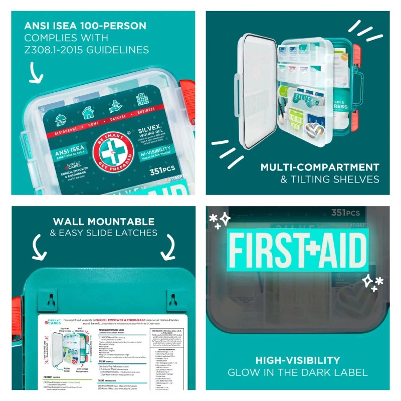 ANSI Be Smart Get Prepared First Aid Kit OSHA/ANSI Compliant,