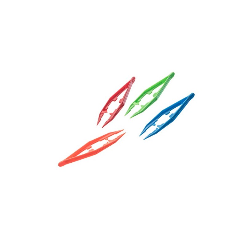 SE 4" Assorted Color Plastic Tweezers (12 Count) - 364PT12