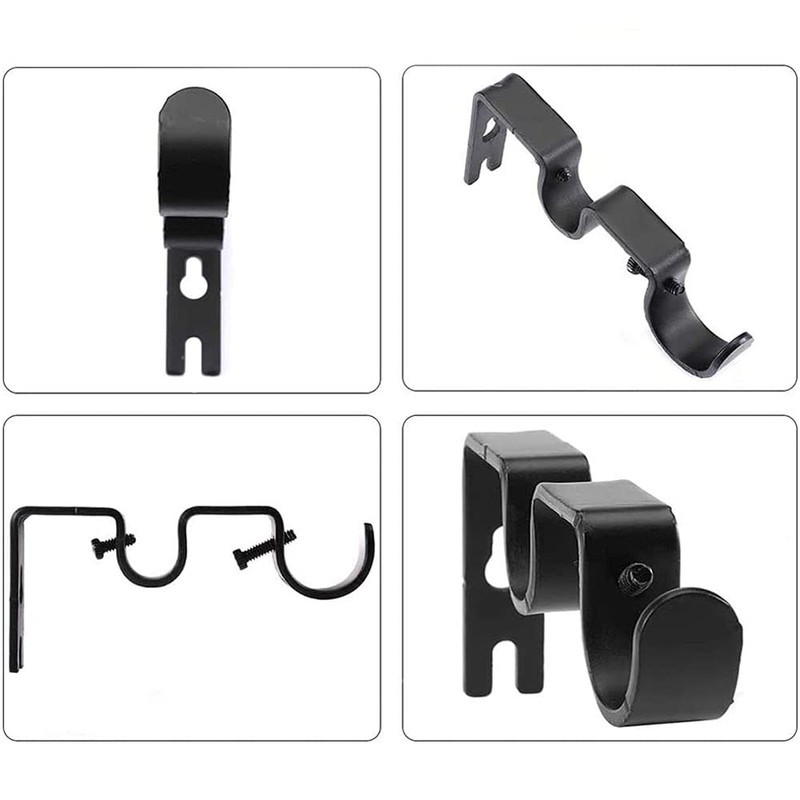 ANCLLO Heavy Duty Curtain Rod Brackets Double Curtain Rod Holders,