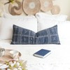 BlissBlush Dark Blue Boho Lumbar Throw Pillow Cover 14X36, Decorative