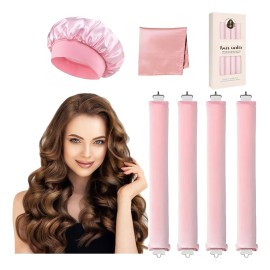 6pzs Curly Ondas En Cabello Rizos Sin Calor Tubo Gorro Satin                                                                                          