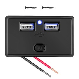 4.8A Dual USB Car Charger Socket with Switch, 12V/24V Adaptor Power Waterproof Fast Charge Socket Panel for Quick Device Charging, Very suitable for Car Boat Motorcycles SUV Caravan RV Truck Marine