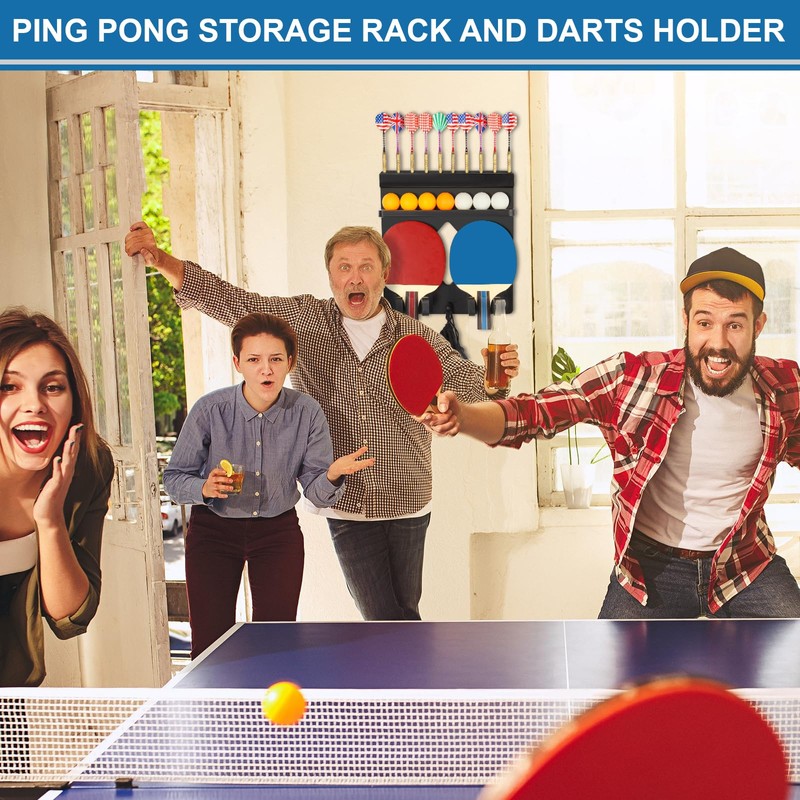 Ping Pong Paddle Holder Wall Mount Hold 8 Paddles, Ping