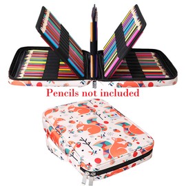 BOMKEE Drawing Pencil Case 220 Slots Colored Pen Organizer Bag Portable Handy Painting Storage Stationery Pouch Waterproof Multilayer Gel Pens Watercolor Pencils Holder for Adults(Squirrel)