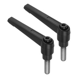 sourcing map 2pcs Clamping Lever Handles, M8 x 20mm 304 Stainless Steel Threaded Male Stud, Adjustable Handles Locking Quick Release Ratchet Push Button Bolt Knobs, Black