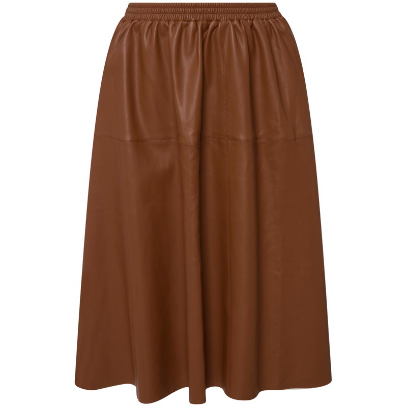 Ulla Popken Women's PU Calf Length Skirts, Earth