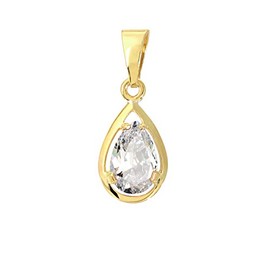 NKlaus Zircon White Tear Drop Pendant 333 8 Carat Gold Yellow Gold 12 x 8 mm Women's 9224, Yellow Gold, Cubic Zirconia