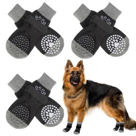 SCENEREAL 6Pcs Anti Slip Dog Socks to Prevent Licking Paws for Hot/Cold Pavement, Dog Grippy Socks for Hardwood Floors, Dog Shoes for Boots & Paw Protectors for Puppy Small Medium Large Senior Dogs