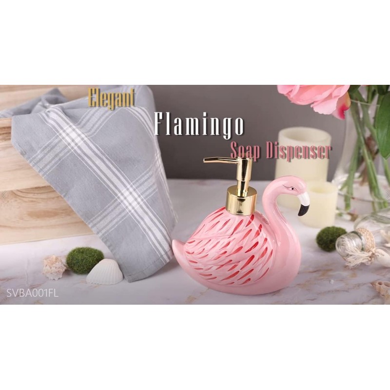 Flamingo Soap Dispenser with Pump for Bathroom or Kitchen Sink