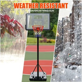 Tymyp Basketball Goal, 4.9-10ft Basketball Portable Hoops & Goals, 44IN Basketball Platform Configuration with Unbreakable Backplane, Wheel Base for Adults and Teenagers