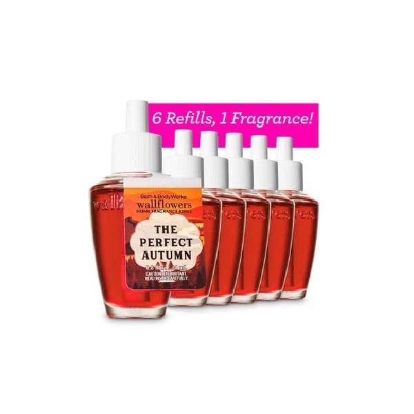 Bath and Body Works 6 Pack The Perfect Autumn Wallflowers Fragrance Refill 0.8 Oz.