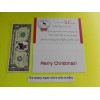 Papá Noel hispano Billete, tarjeta y sobre de un dólar