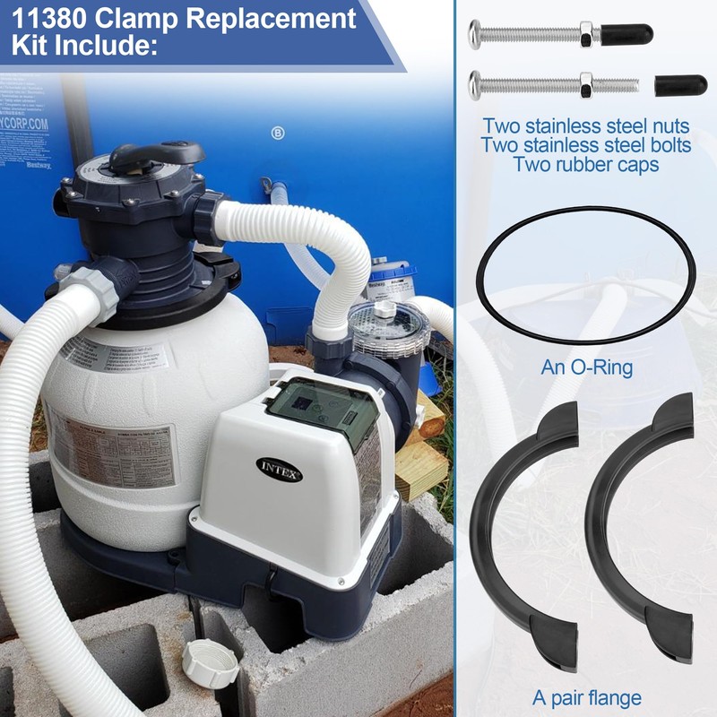 11380 Clamp Collar for Intex Above Ground Pool Pump- Compatible