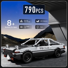 Mould King AE86 Initial D Car Building Sets Speed Champion Cars Pull Back Vehicles Toy Collectible Model Car Kits Building Blocks Sports Car Toys for 8+ Kids and Adults