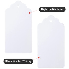 jijAcraft 100pcs White Gift Tags for Crafts 10X5CM Paper Hang Tags with 20M Jute Twine for Christmas Wedding Favours
