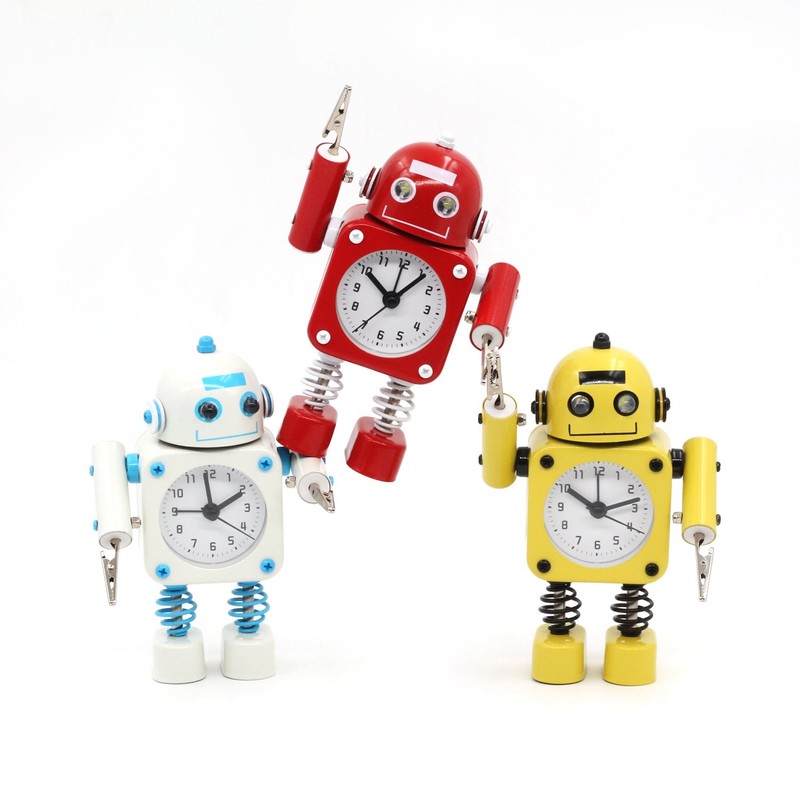 Betus Non-Ticking Robot Alarm Clock Stainless Metal - Wake-up Clock