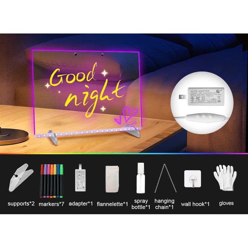 Acrylic Led Drawing Board with 10 Light Modes, Magic Message