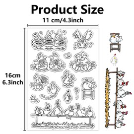 CRASPIRE Chickens Clear Stamps Hens Cartoon Animal Reusable Postmark Transparent Silicone Stamp Seals for Journaling Card Making Decor DIY Scrapbooking Photo Album Decorative