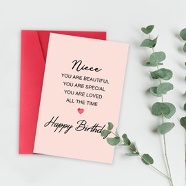 Missonemi Loveing Niece Birthday Card, Happy Birthday Niece Greeting Card from Aunt Uncle, Funny Niece Bday Gifts Idea, For the Most Beautiful Niece