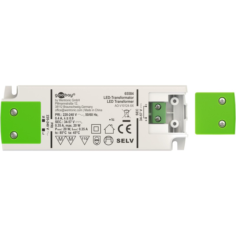 Goobay 65584 LED Transformer 350 mA/20 W/LED Transformer for Constant