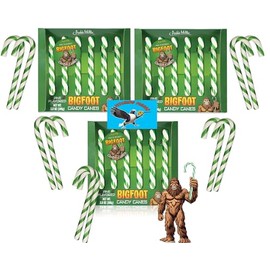 Archie McPhee BIGFOOT Pine Flavored Candy Canes 18 COUNT - Christmas Holiday Stocking Stuffers Funny Novelty Weird Prank Gag Joke Gift Present - Includes PITCHING PIGEON Brand Magnet