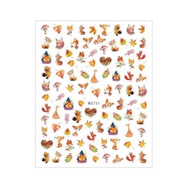Fall Leaf Thanksgivin Nail Sticker Geometric Lines Pumpkins Fox Owl Wg731 Nail Wraps Stickers Manicure Supplies for Women Nails Full Long Lasting Easy Apply and Remove