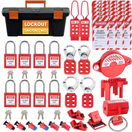 Lockout Tagout Kit, Electrical Loto Kit with Clamp-On Circuit Breaker Lockout, Lock Out Tags, Lockout Safety Padlocks, Lock Out Tag Out Kits for Vehicles/Automotive in Electrical/Industrial/Mechanical