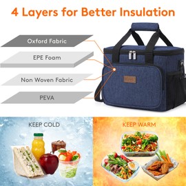 Lifewit Large Lunch Bag 24-Can (15L) Insulated Lunch Box Soft Cooler Cooling Tote for Adult Men Women, Dark Blue