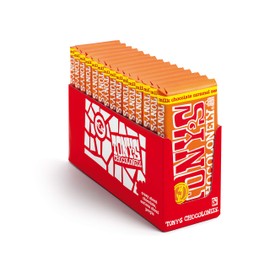 Tony's Chocolonely 32% Milk Chocolate Bar with Caramel and Sea Salt, 6.35 Ounce, 15 Pack