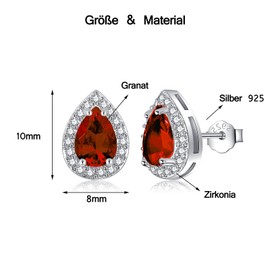 MASOP Stud Earrings 925 Silver Birthstone Earrings Jewellery Gifts for Women Ladies Girls Birthday, Silver