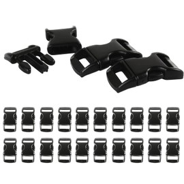 welsberg Set of 20 click fasteners/clip clasps (buckle) made of plastic and chrome-plated for paracord bracelets, cords etc., black