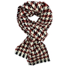 Rotfuchs Woven scarf with houndstooth pattern, grey, natural beige, made of pure wool, made in Germany, orange