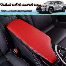 Kakash Custom Interior Accessories for Lexus UX 200 250h 2019 2020 2022 2023 Leather Center Console Cover Armrest Pad,Waterproof Anti-Scratch Protector Your Armrest(Red+Black)