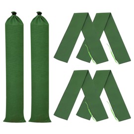 6 Pack Long Canvas Sandbags,Thickened Water barriers for Flooding with Binding Elastic Band for Flooding Rain Water Control for Doors&Windows,Green.